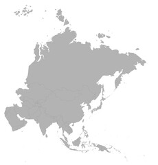 Obraz premium Asia Continent Gray Map – Silhouette Illustration