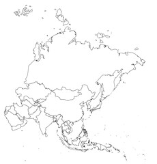 Asia Continent Outline Map – Minimalist Vector Illustration