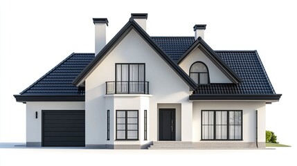 Traditional house with minimalist styling smooth walls and simple gable roof natural textures subtle shadows isolated on white backdrop. 
