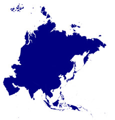Asia Continent Blue Map – Silhouette Illustration