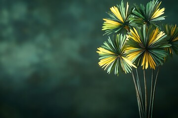 Fototapeta premium Artistic display of paper flower with shades of green and yellow