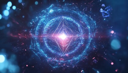 Obraz premium Abstract Blue Energy Sphere with Glowing Particles and Light Effects