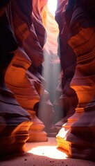 The stunning Antelope Canyon illuminated by a sunbeam streaming through the narrow canyon walls,  travel,  colorful