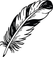 Obraz premium a black and white feather silhouette vector icon