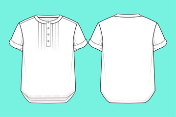  Ladies Tops flat sketch CAD mockup template.