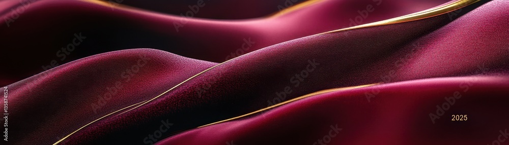 Poster closeup of deep red velvet fabric with gold zipper detail