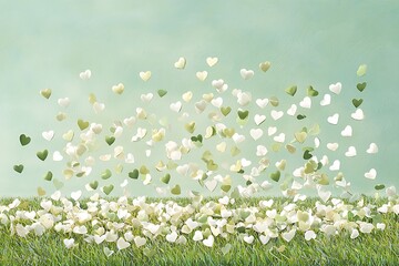 Hearts Falling on Grass