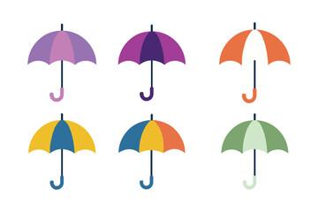 Colorful Umbrella Set – Six Unique Umbrella Illustrations with Patterns and Designs