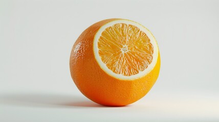  An orange displayed on a pure white background, showcasing its bright, fresh appearance and detailed texture. 
