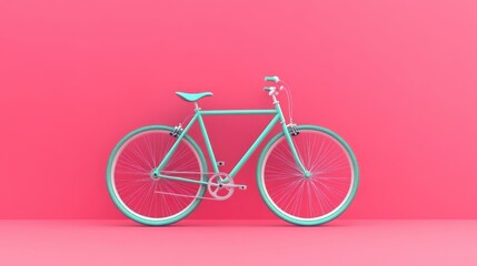 Teal Bicycle on Pink Background