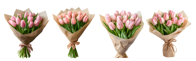 Pink tulips isolated on white background