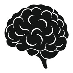 Human Brain Silhouette Icon - Black Flat Vector Illustration of a Mind, Intelligence, and Neuroscience Symbol for Medical, Science, Education, Psychology, AI, and Technology Design