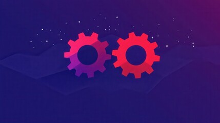 Two stylized gears set against a gradient background, symbolizing technology and innovation in a modern, abstract design.