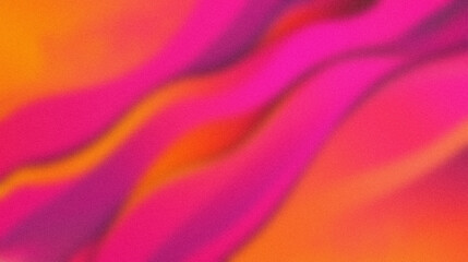 Abstract, blurred waves of pink, purple, and orange colors blend smoothly . Abstract background with grain noise texture