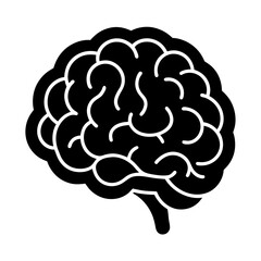 Human Brain Silhouette Icon - Black Flat Vector Illustration of a Mind, Intelligence, and Neuroscience Symbol for Medical, Science, Education, Psychology, AI, and Technology Design PNG