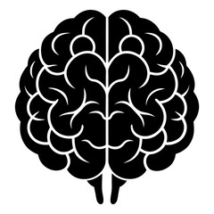 Human Brain Silhouette Icon - Black Flat Vector Illustration of a Mind, Intelligence, and Neuroscience Symbol for Medical, Science, Education, Psychology, AI, and Technology Design PNG