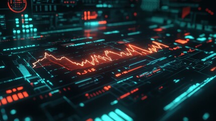 Modern financial interface showing inflation trends in glowing red and green lines on a digital chart.
