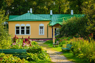 Sunny day in Chekhov Estate courtyard
