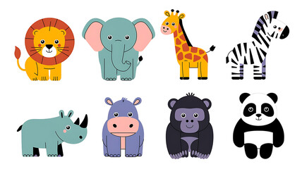 Obraz premium Cute cartoon African animal collection