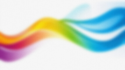 Rainbow wave flows across a white textured surface. Simple blur effect . Abstract background with grain noise texture