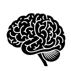 Human Brain Silhouette Icon - Black Flat Vector Illustration of a Mind, Intelligence, and Neuroscience Symbol for Medical, Science, Education, Psychology, AI, and Technology Design PNG