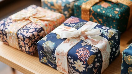 Beautifully Wrapped Japanese Sweets Gifts with Elegant Patterns