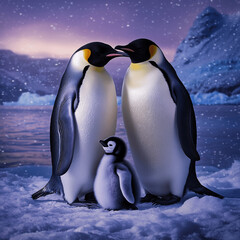 Obraz premium family of emperor penguins
