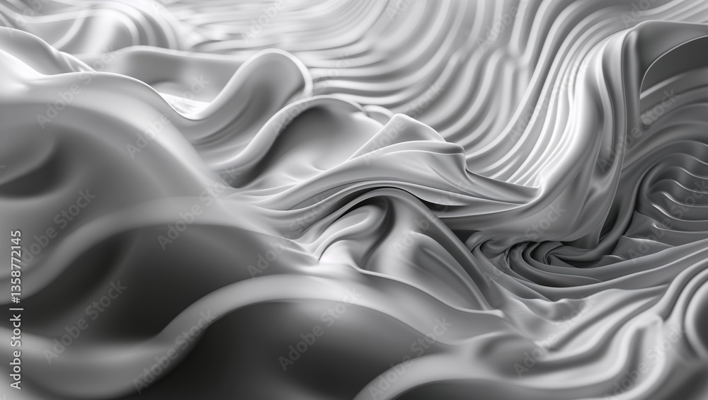 Poster textured fabric patterns create a mesmerizing visual display in shades of silver and gray during sof