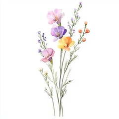 Fototapeta premium Aesthetic spring Snapdragon flower flowers art illustration.