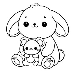 Obraz premium Kawaii Bunny Floral in Spring