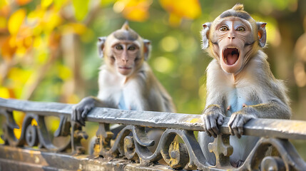 Two Monkeys on a Fence