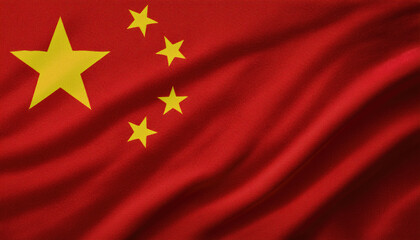 waving China flag fabric texture
