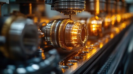 Obraz premium An industrial machine undergoing maintenance is revealed through open panels, showcasing complex internal components and emphasizing technical precision in a close-up view.