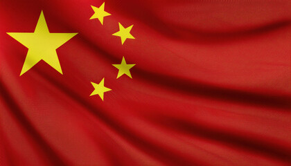 waving China flag fabric texture