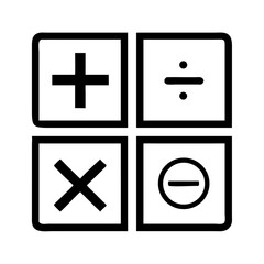 Obraz premium Basic math symbols in square buttons outline