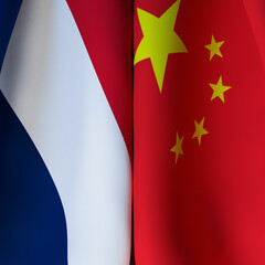 Waving Flags Of France And China