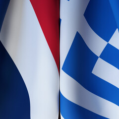 Waving Flags Of France And Greece