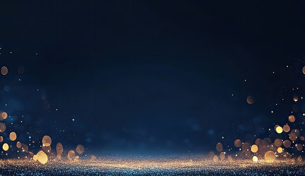 Elegant dark navy background with golden glitter
