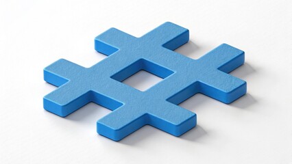 Obraz premium Hashtag Symbol: A bold blue hashtag symbol, rendered with precise detail and dynamic shadows, ready to captivate your audience and become a powerful visual element.