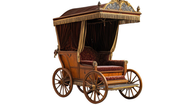 classic horse drawn carriage,vintage carriage on transparent background, isolated in PNG format, antique themed designs and creative graphic projects