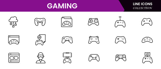 Game icon set. Gaming icon elements containing points and life bars, console, player, chess, multiplayer, casino and mobile game icons.