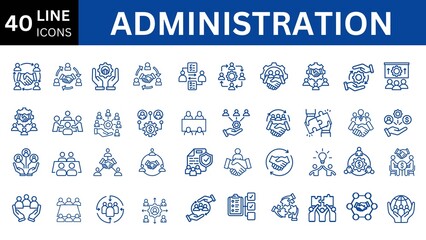 Administration line editable icon set. 