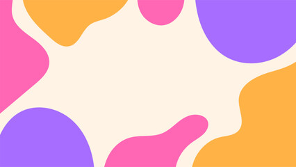 Colorful Abstract Background with copy space and liquid shapes. Vibrant 1920x1080 horizontal social media backdrop for text. Playful twirl texture. Flat vector illustration