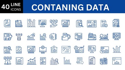 Containing Data  line editable icon set.