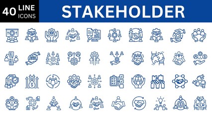 Stakeholder line editable icon set. 
