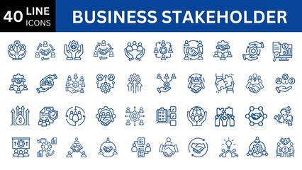 Business Stakeholder line editable icon set.