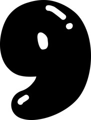Bold Bubble Alphabet Letter Number 9.