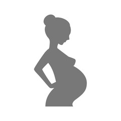 Pregnant woman silhouette vector. Pregnancy, expecting mother icon.