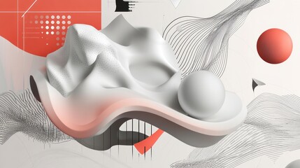 Abstract 3D sculpted mountain, modern design