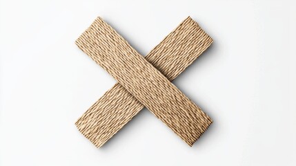 Two Woven Strips Forming an X Shape on White Background A Simple Abstract Design